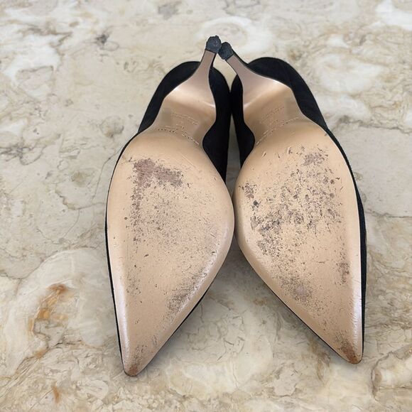 Kate Spade New York Gold “Love” Black Suede Leather Stiletto Heels Pumps - Picture 14 of 15